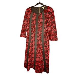 Christopher and Banks Elegant Red and Black Long Sleeve Dress Sz 14
